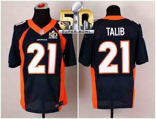 Nike Broncos #21 Aqib Talib Navy Blue Alternate Super Bowl 50 Men's Stitched NFL New Elite Jersey