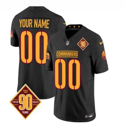 Men's Washington Commanders Active Player Custom Black 2023 F.U.S.E. 90th Anniversary Vapor Limited Stitched Football Jersey