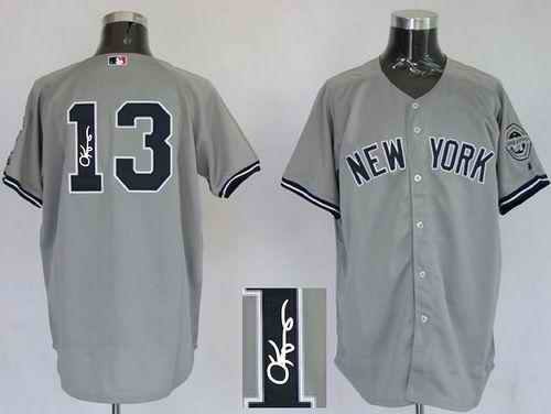 Yankees #13 Alex Rodriguez Grey Autographed Stitched MLB Jersey