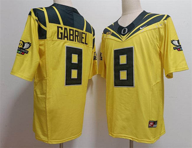 Men's Oregon Ducks #8 Dillon Gabriel Yellow 2024 F.U.S.E. Stitched Jersey