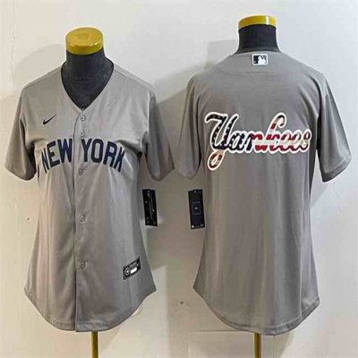 Youth New York Yankees Gray Team Big Logo Cool Base Stitched Baseball Jersey