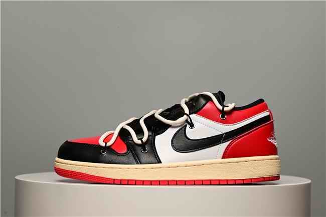 Women's Running Weapon Air Jordan 1 Low Red/Black/White Shoes 0366