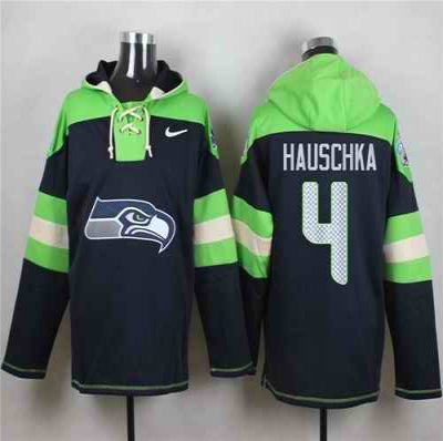 Nike Seahawks #4 Steven Hauschka Steel Blue Player Pullover NFL Hoodie