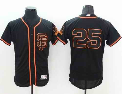 Giants #25 Barry Bonds Black Flexbase Authentic Collection Alternate Stitched MLB Jersey