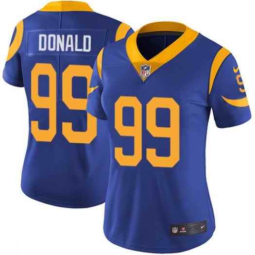 Women's Los Angeles Rams #99 Aaron Donald Blue Vapor Untouchable Limited Stitched NFL Jersey  (Run Small)