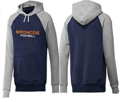 Denver Broncos English Version Pullover Hoodie Dark Blue & Grey