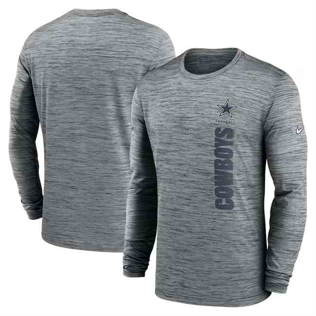 Men's Dallas Cowboys Grey 2024 Sideline Team Velocity Performance Long Sleeve T-Shirt