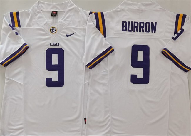 Men's LSU Tigers #9 Joe Burreaux White F.U.S.E. Stitched Jersey