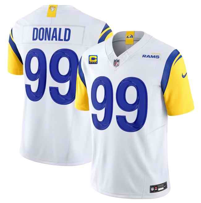 Men's Los Angeles Rams #99 Aaron Donald White 2023 F.U.S.E. With  4-Star C Patch Vapor Untouchable Limited Stitched Football Jersey