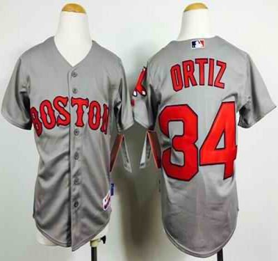 Red Sox #34 David Ortiz Grey Cool Base Stitched Youth MLB Jersey