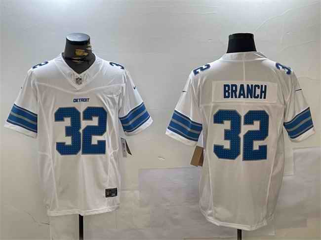 Men's Detroit Lions #32 Brian Branch White 2024 F.U.S.E. Vapor Limited Stitched Jersey