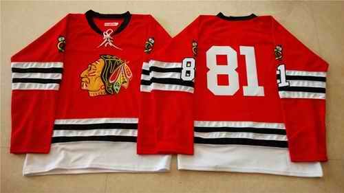 Mitchell And Ness 1960-61 Blackhawks #81 Marian Hossa Red Stitched NHL Jersey