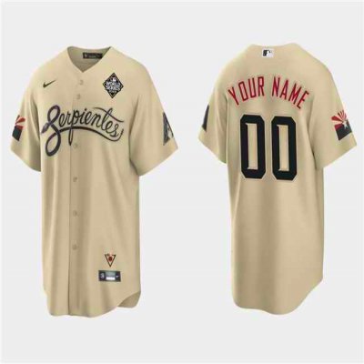 Men's Arizona Diamondbacks Active Player Custom Gold 2023 World Series City Connect Cool Base Stitched Baseball Jersey