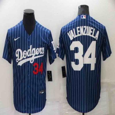 Men's Los Angeles Dodgers #34 Toro Valenzuela Navy Cool Base Stitched Jersey