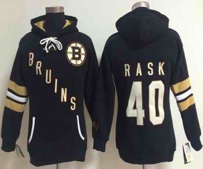 Boston Bruins #40 Tuukka Rask Black Women's Old Time Heidi NHL Hoodie