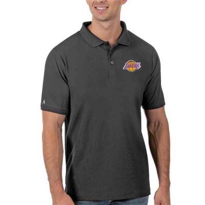 Men's Los Angeles Lakers Antigua Grey Legacy Pique Polo