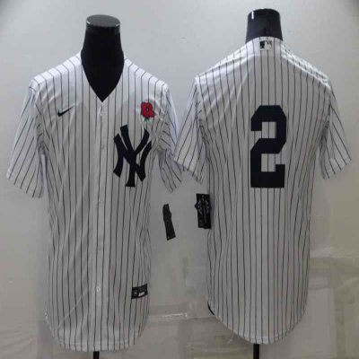 Men's New York Yankees #2 Derek Jeter White Cool Base Stitched Baseball Jersey