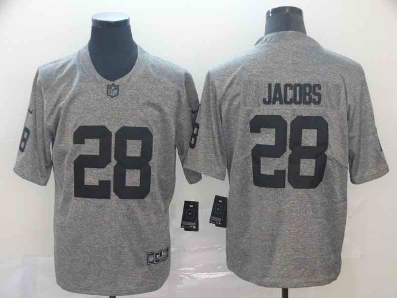 Men's Oakland Raiders #28 Josh Jacobs Grey Limited Stitched NFL Jersey