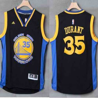 Warriors #35 Kevin Durant Black/Blue Stitched NBA Jersey