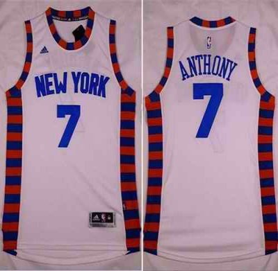 Knicks #7 Carmelo Anthony White Hardwood Classics Performance Stitched NBA Jersey