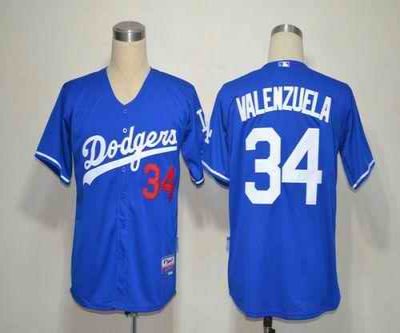 Dodgers #34 Fernando Valenzuela Blue Cool Base Stitched MLB Jersey