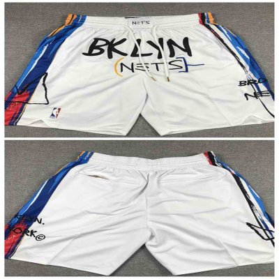 Men's Brooklyn Nets White Shorts (Run Small)