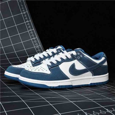 Men's Dunk Low Navy/White Shoes 0286