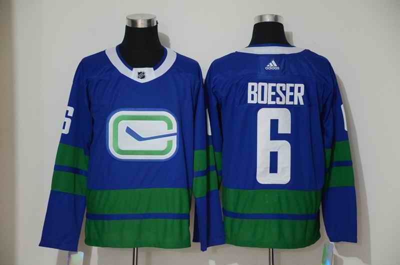 Men's Vancouver Canucks #6 Brock Boeser Blue Stitched NHL Jersey