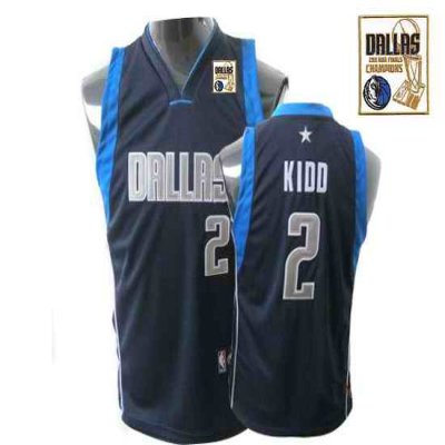 Mavericks 2011 Champions Patch #2 Jason Kidd Dark Blue Stitched Youth NBA Jersey