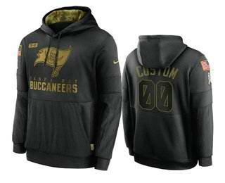 Men's Tampa Bay Buccaneers Customized 2020 Black Salute To Service Sideline Performance Pullover Hoodie