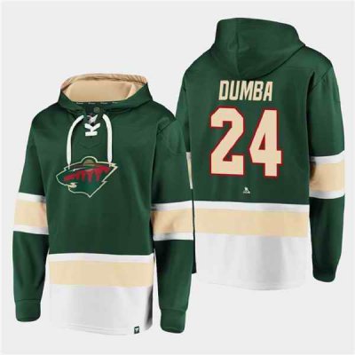 Men's Minnesota Wild #24 Matt Dumba Green All Stitched Sweatshirt Hoodie