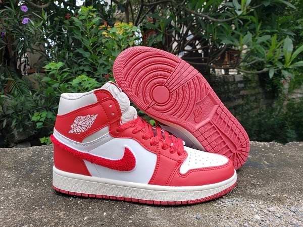 Men's Running Weapon Air Jordan 1 White/Red Shoes 0251