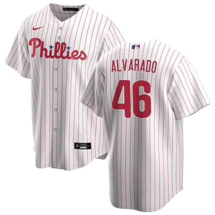 Men's Philadelphia Phillies #46 Jos' Alvarado White Cool Base Stitched Baseball Jersey