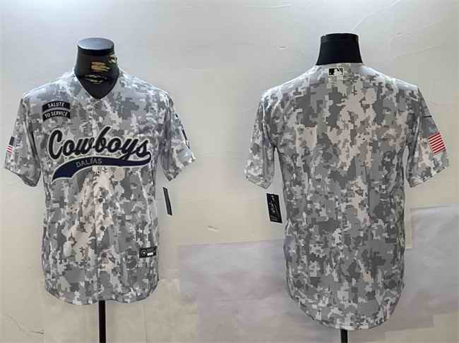 Men's Dallas Cowboys Blank 2024 Arctic Camo Salute to Service Stitched Baseball Jersey