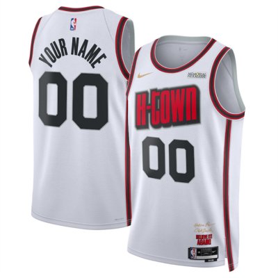 Men's Houston Rockets Actiive Player Custom White 2024/25 City Edition Stitched Jersey