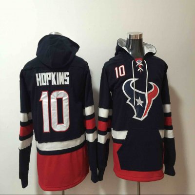 Men's Houston Texans #10 DeAndre Hopkins Navy Blue All Stitched NFL Hooded Sweatshirt