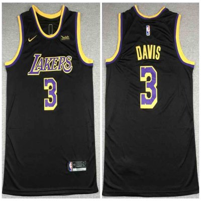 Men's Los Angeles Lakers #3 Anthony Davis Black Stitched NBA Jersey