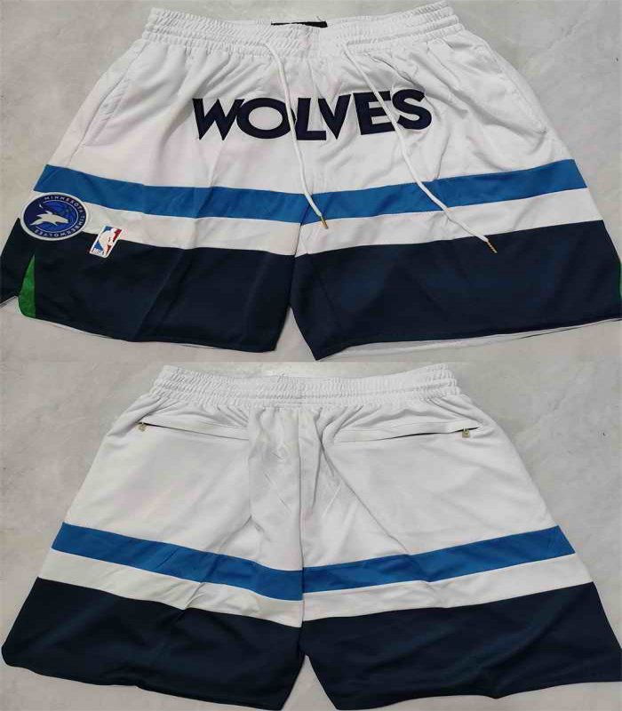 Men's Minnesota Timberwolves White Shorts (Run Small)