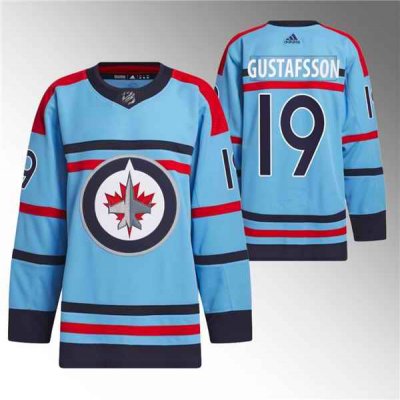 Men's Winnipeg Jets #19 David Gustafsson Light  Blue Anniversary Primegreen Stitched Jersey