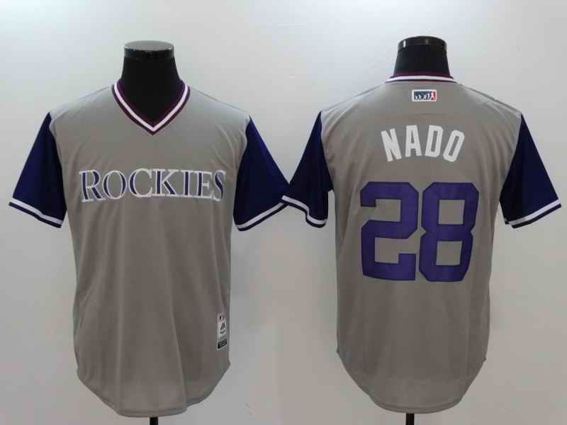 Men's Colorado Rockies #28 Nolan Arenado Grey Stitched Jersey