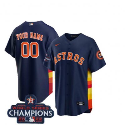 Men's Houston Astros Customized Navy 2022 World Series Champions Cool Base Stitched Baseball Jersey