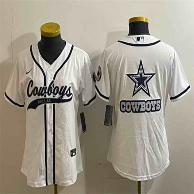 Youth Dallas Cowboys White Team Big Logo With Patch Cool Base Stitched Baseball Jersey