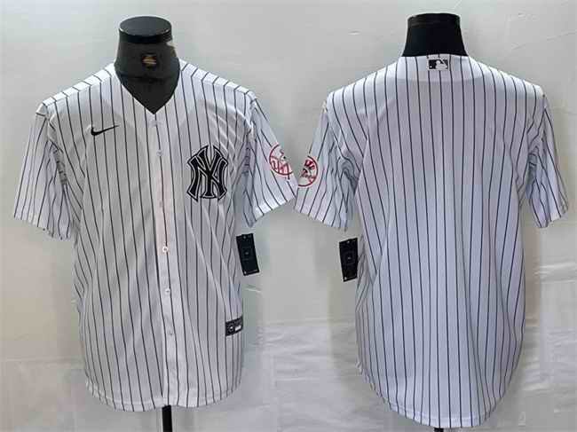 Men's New York Yankees Blank White Cool Base Stitched Baseball Jersey