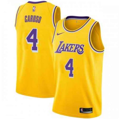 Men's Los Angeles Lakers #4 Alex Caruso Yellow Stitched NBA Jersey