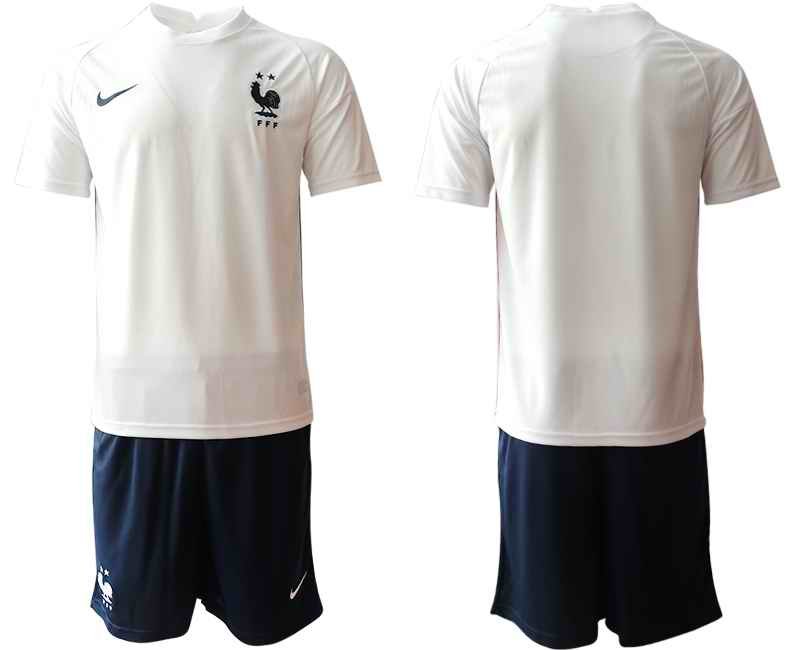 Men's France National Team Custom White Away Soccer Jersey Suit