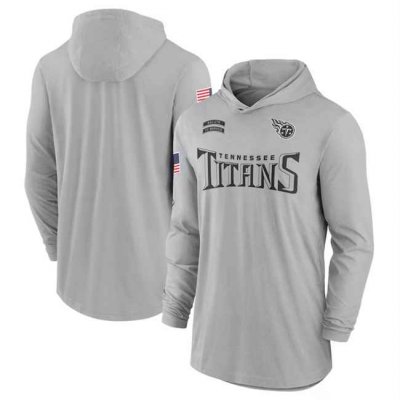 Men's Tennessee Titans 2024 Gray Salute to Service Lightweight Performance Long Sleeve Hooded T-Shirt