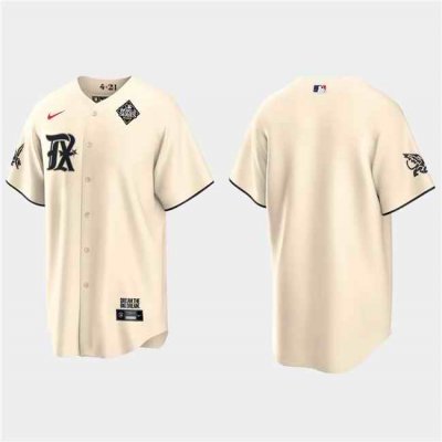 Men's Texas Rangers Blank Cream 2023 World Series City Connect Stitched Baseball  Jersey