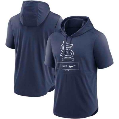 Men's St. Louis Cardinals Navy Short Sleeve Pullover Hoodie