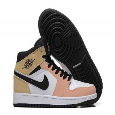 Men's Running Weapon Air Jordan 1 White/Gold/Pink Shoes 0511