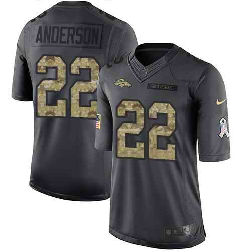 Nike Broncos #22 C.J. Anderson Black Youth Stitched NFL Limited 2016 Salute to Service Jersey